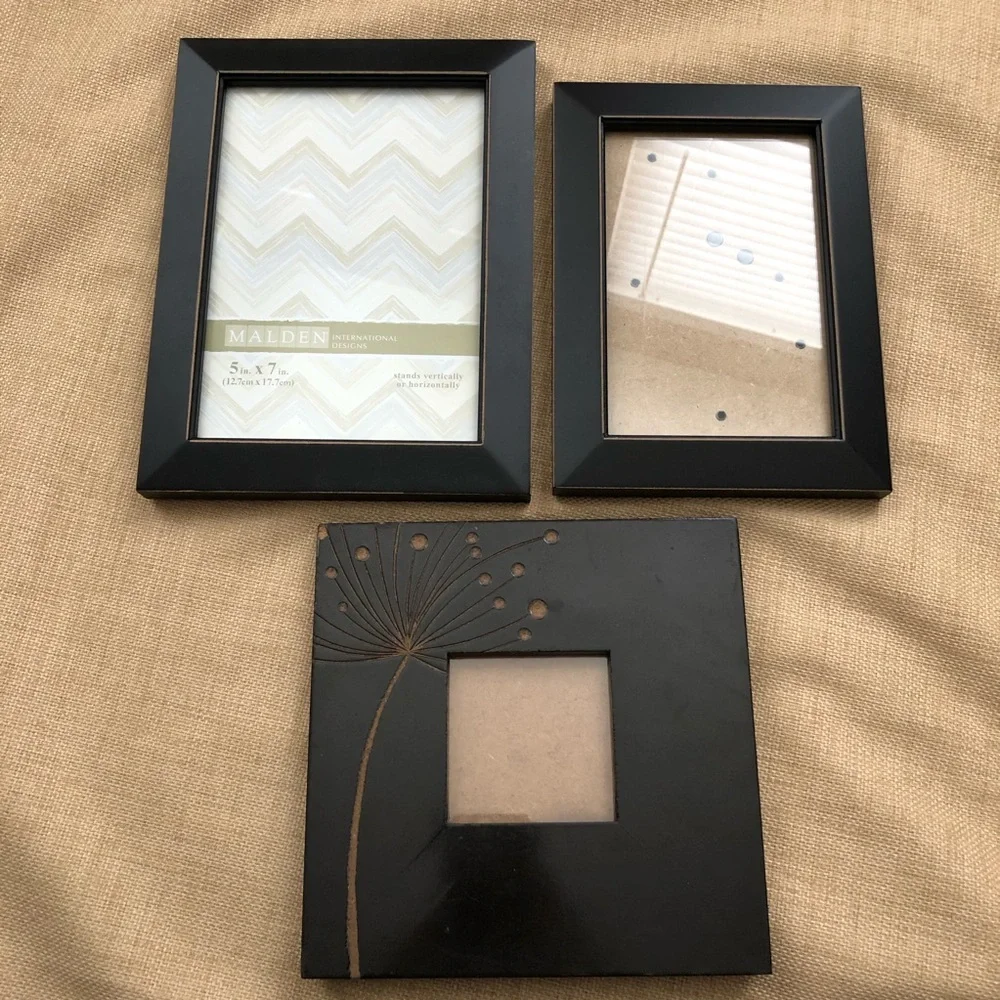 Set of 3 Brown / Black Picture Frames